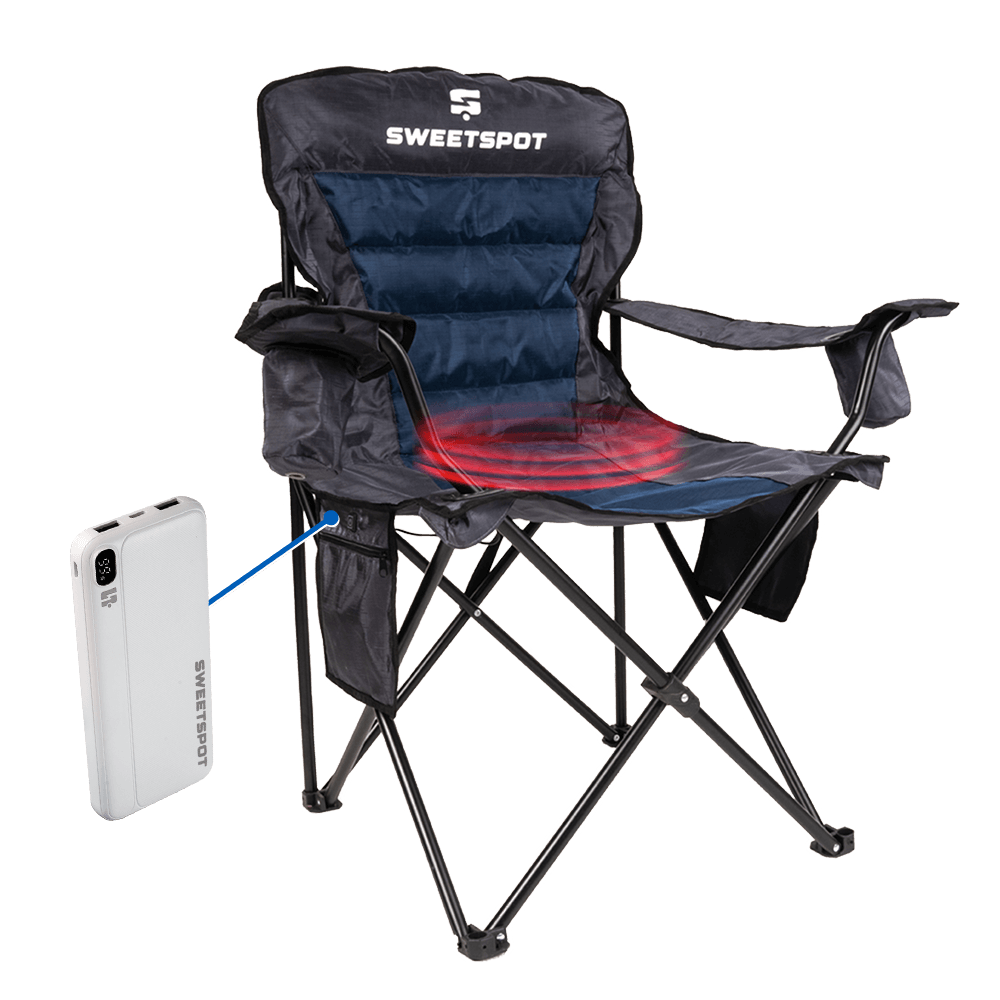 Gameday Portable Outdoor Heated Collapsible Folding Chair with Cup Holder and Pockets