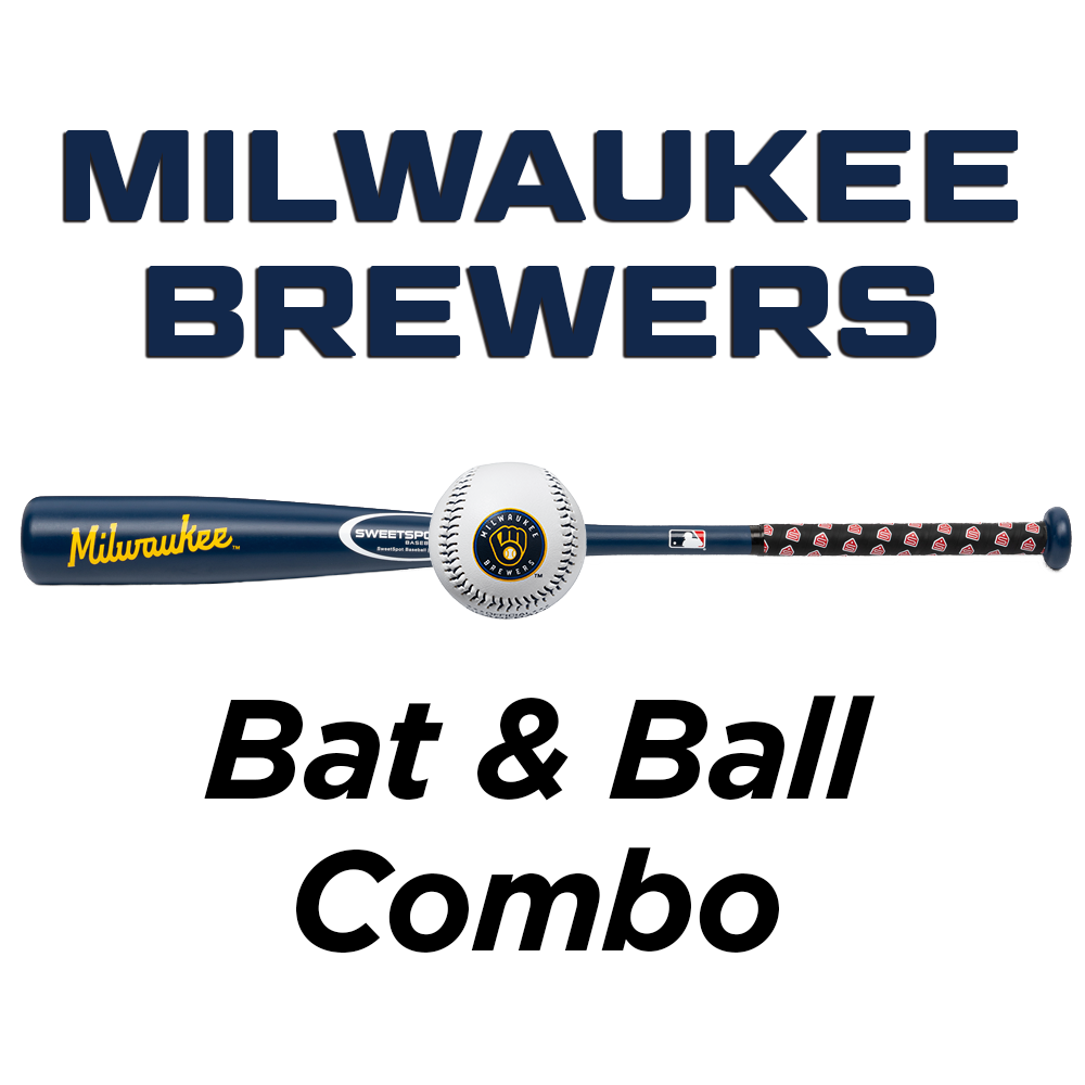 Brewers Official MLB Plastic Baseball Bat and Ball Set