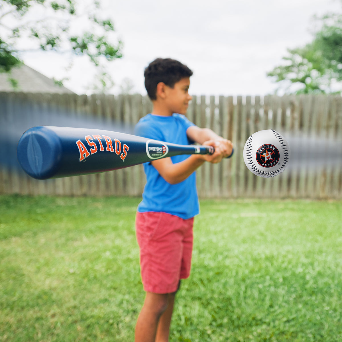 Astros Official MLB Plastic Baseball Bat and Ball Set