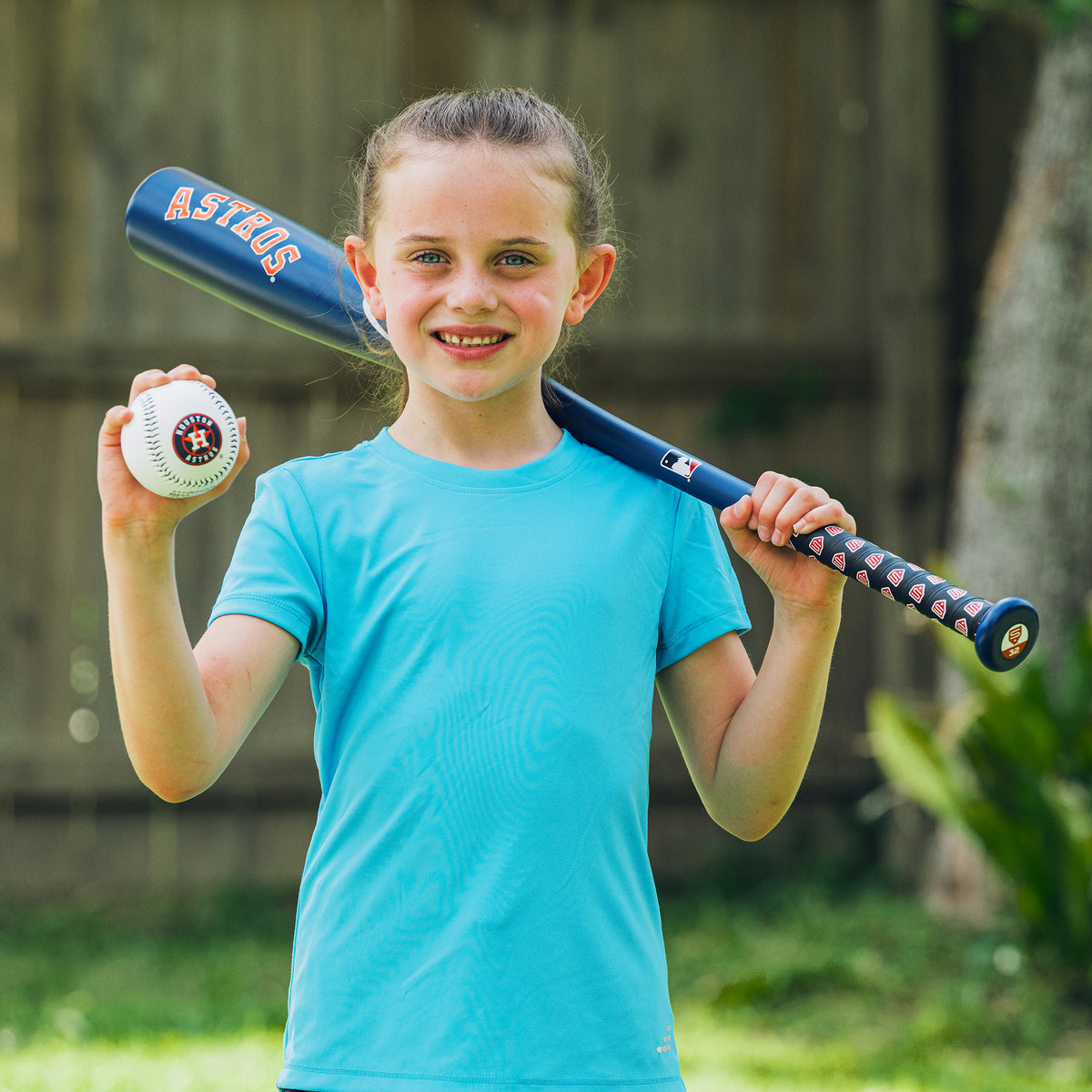 Astros Official MLB Plastic Baseball Bat and Ball Set