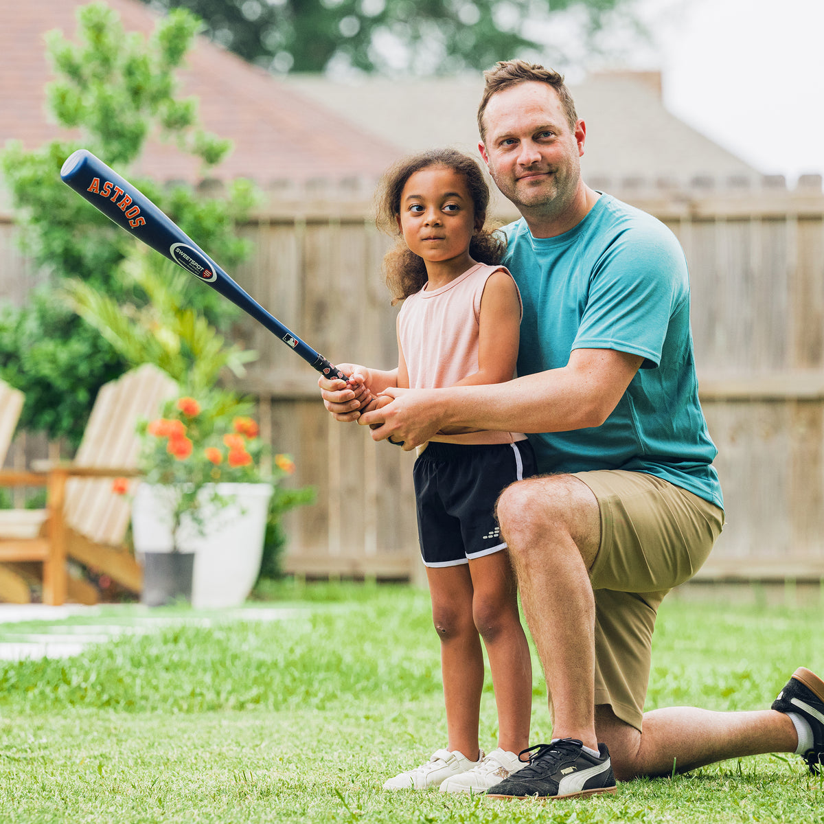 Astros Official MLB Plastic Baseball Bat and Ball Set