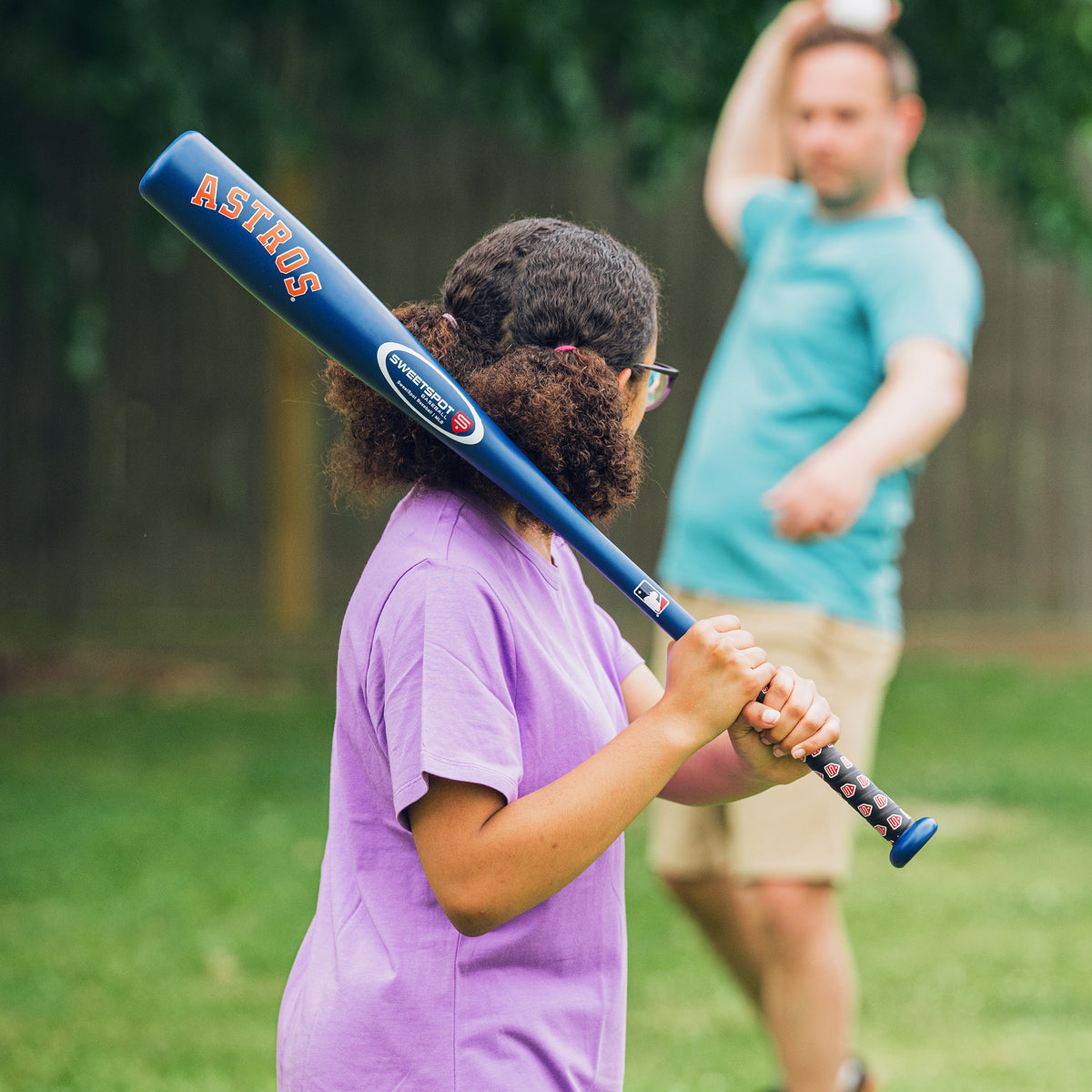 Astros Official MLB Plastic Baseball Bat and Ball Set