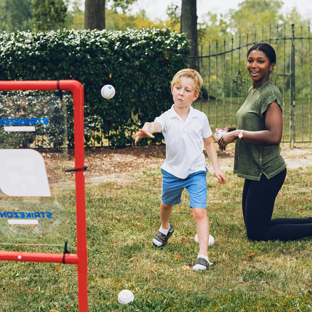 Plastic Baseball Bat and Ball Set Backyard Homerun Kit with Strike Zone, Field Markers