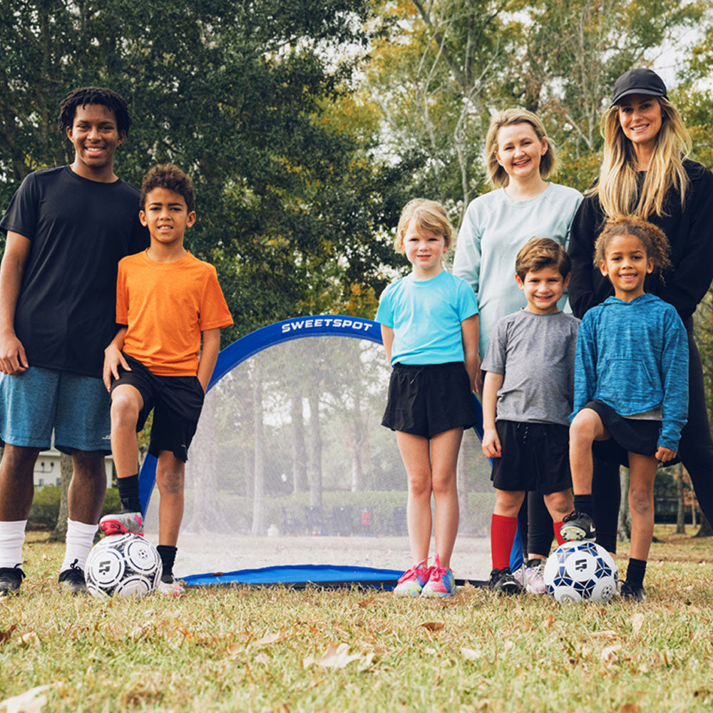 Portable Soccer Goal, Size 5 Ball, Pump, Field Markers Set (Outdoor)