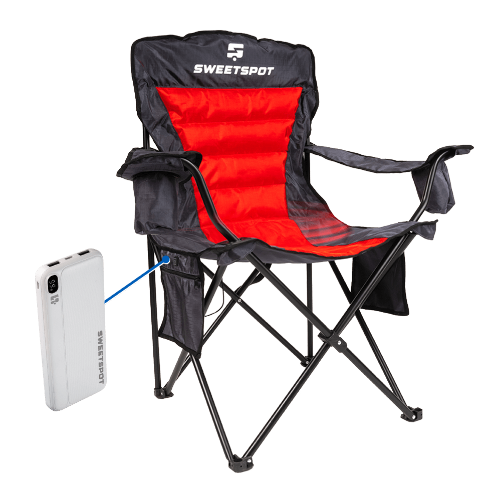 Gameday Portable Outdoor Heated Collapsible Folding Chair with Cup Holder and Pockets