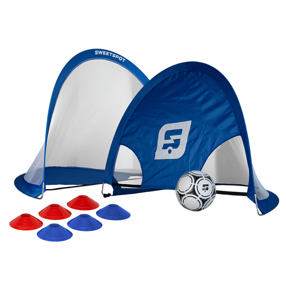 Portable Soccer Goal, Size 5 Ball, Pump, Field Markers Set (Outdoor)